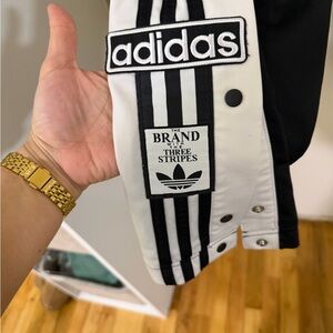 adidas Black and White Straight Leg Track Pants